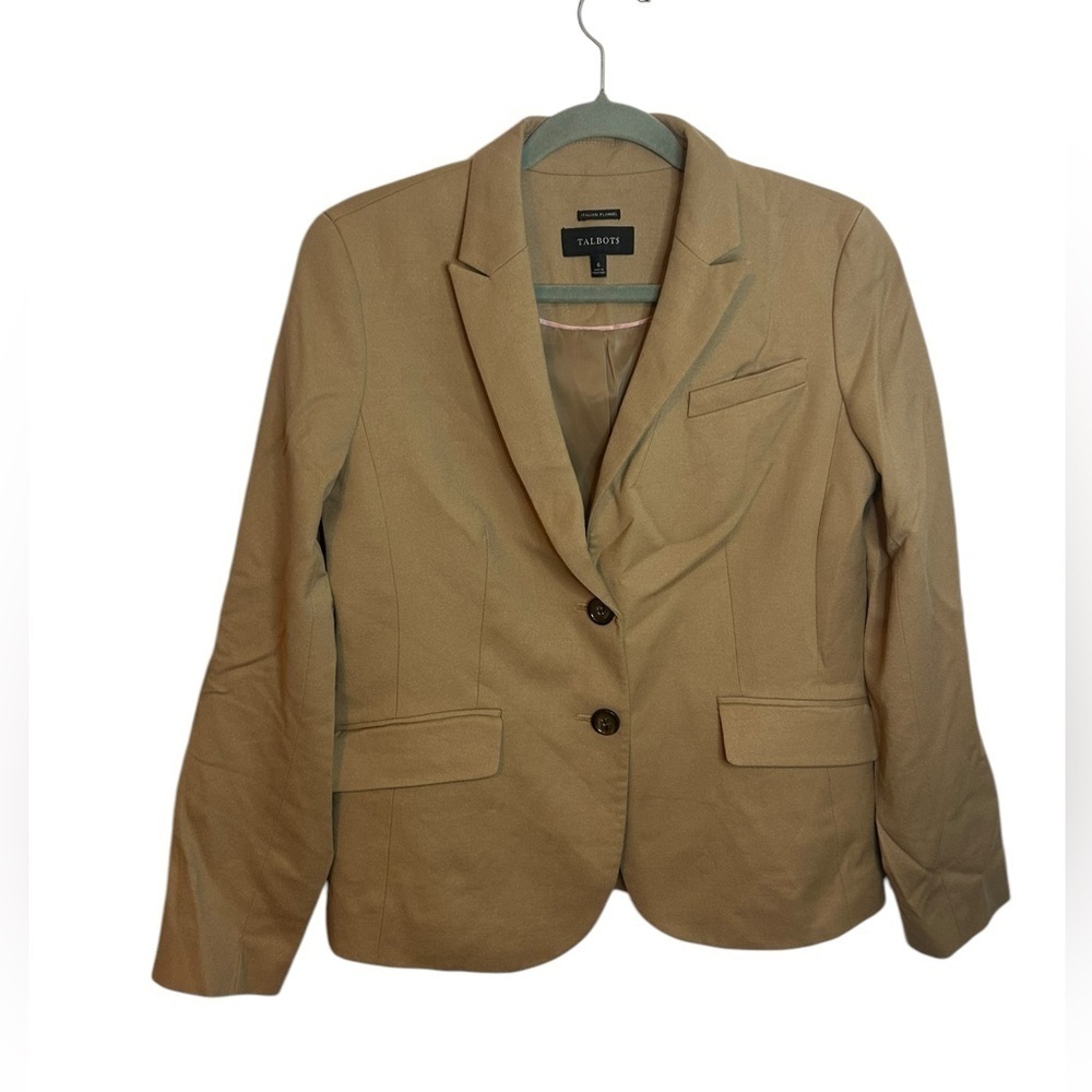 Talbots Italian Flannel Tan Wool Blazer